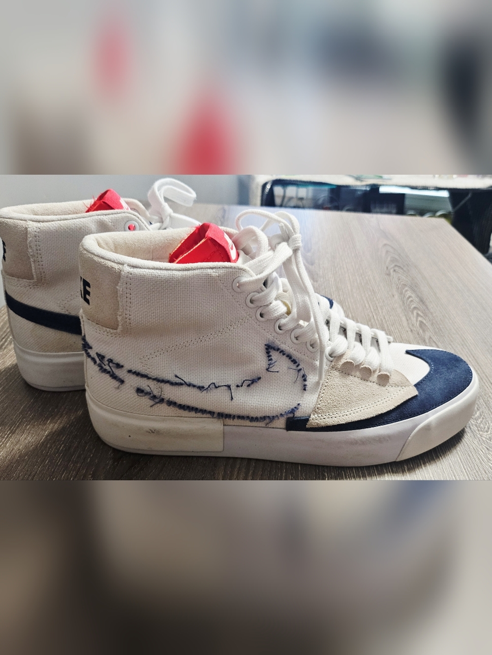 RARE Mens Nike Blazer mid SB edge "Hack Pack" white/navy/red size 9